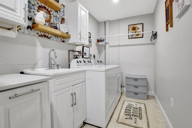 9460 NW 3rd St, Pembroke Pines, FL 33024 - laundry area with cabinet space, baseboards, and washing machine and clothes dryer