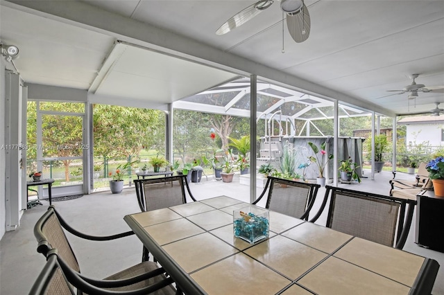 9460 NW 3rd St, Pembroke Pines, FL 33024 - sunroom / solarium with a ceiling fan, outdoor dining space, and healthy amount of natural light