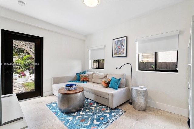 living room with baseboards