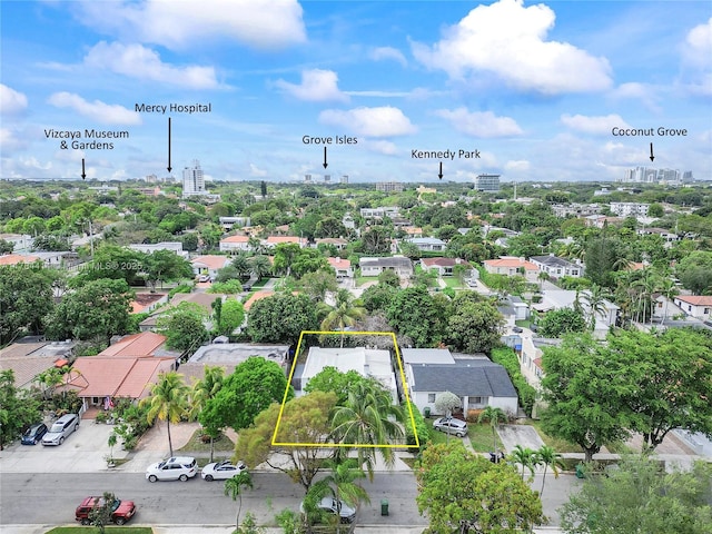 birds eye view of property with a residential view and a view of city