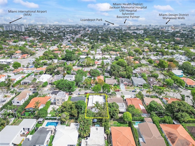 drone / aerial view with a residential view