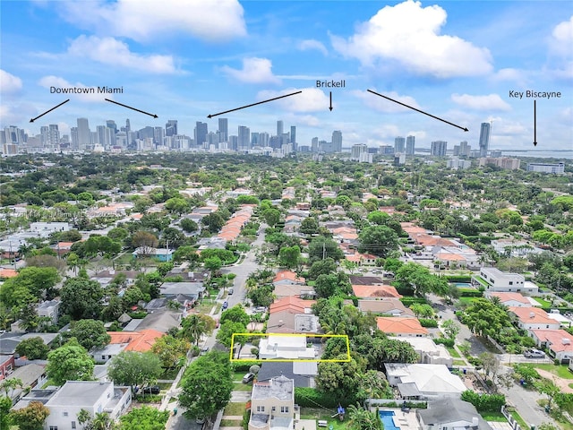 aerial view with a city view