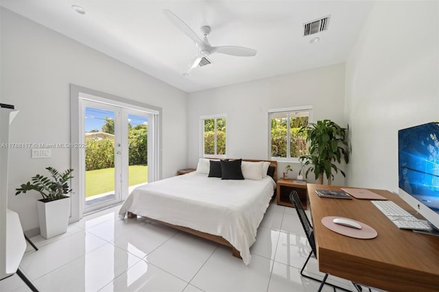 2615 NE 213th St, Miami, FL 33180 - bedroom featuring access to outside, multiple windows, an office area, and a ceiling fan