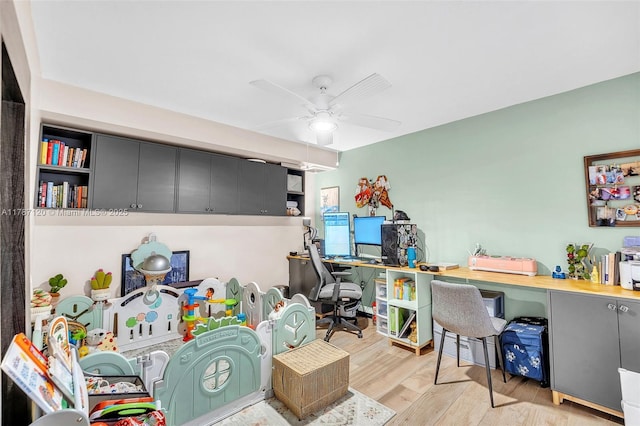 9153 SW 23rd St Unit D, Davie, FL 33324 - office area featuring a ceiling fan and light wood-type flooring