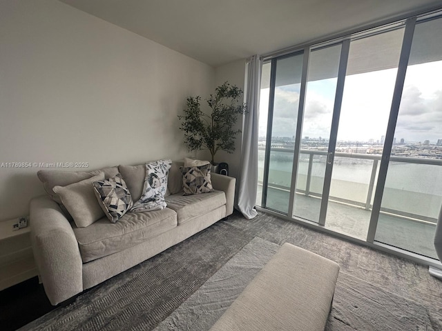 50 Biscayne Blvd Unit 3308, Miami, FL 33132 - carpeted living room with expansive windows and a water view