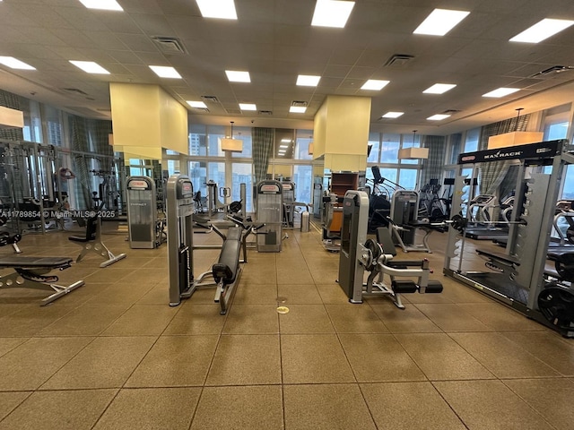 50 Biscayne Blvd Unit 3308, Miami, FL 33132 - workout area featuring a drop ceiling and visible vents