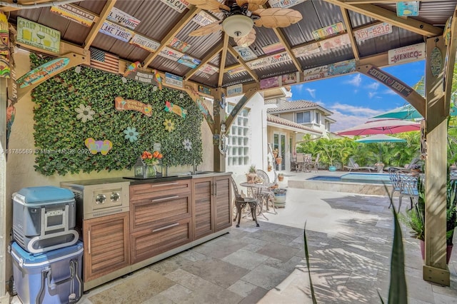 1543 NW 182nd Way, Pembroke Pines, FL 33029 - view of patio / terrace featuring a gazebo, a ceiling fan, and a jacuzzi