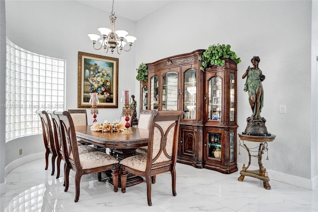 1543 NW 182nd Way, Pembroke Pines, FL 33029 - dining room featuring light marble finish flooring and a chandelier
