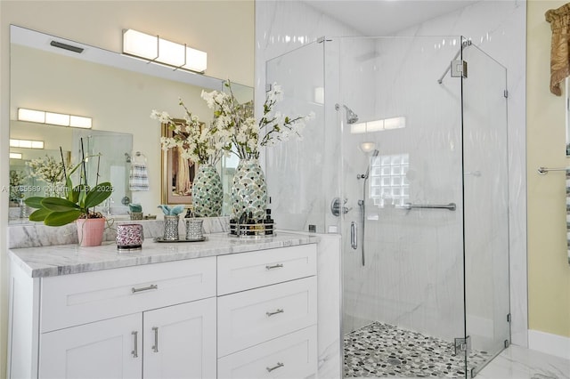 1543 NW 182nd Way, Pembroke Pines, FL 33029 - full bath with a marble finish shower, vanity, and marble look tiles