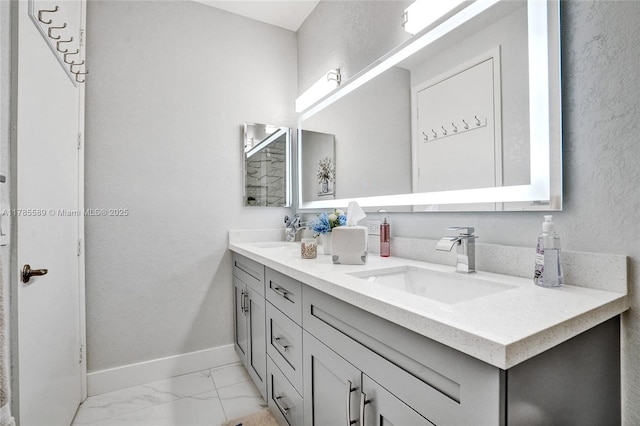 1543 NW 182nd Way, Pembroke Pines, FL 33029 - full bathroom with double vanity, marble look tile flooring, and a textured wall