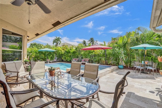 1543 NW 182nd Way, Pembroke Pines, FL 33029 - view of patio / terrace with outdoor dining space, a ceiling fan, and an outdoor pool