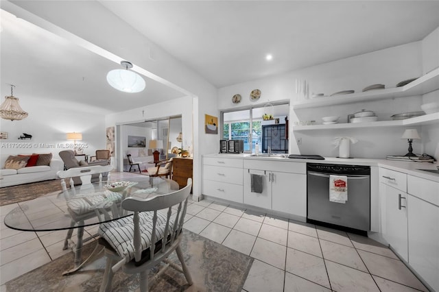 16823 SW 113th Ave Unit V41342, Miami, FL 33157 - kitchen with open shelves, open floor plan, light countertops, white cabinets, and dishwasher