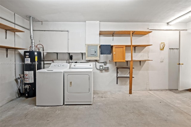 14515 Mahogany Ct, Miami Lakes, FL 33014 - laundry room featuring separate washer and dryer, laundry area, water heater, and electric panel