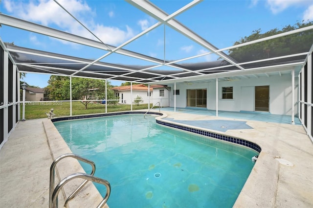 14515 Mahogany Ct, Miami Lakes, FL 33014 - outdoor pool with a yard, a patio, and glass enclosure