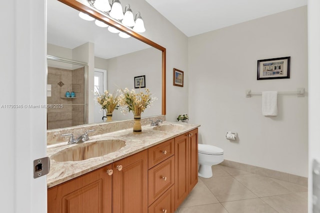 1800 NW 105th Ln, Coral Springs, FL 33071 - full bathroom with tiled shower, tile patterned flooring, double vanity, toilet, and a sink