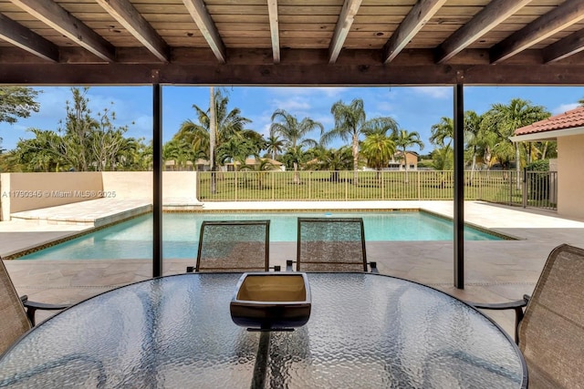 1800 NW 105th Ln, Coral Springs, FL 33071 - view of swimming pool with a fenced in pool, a patio, outdoor dining space, and fence