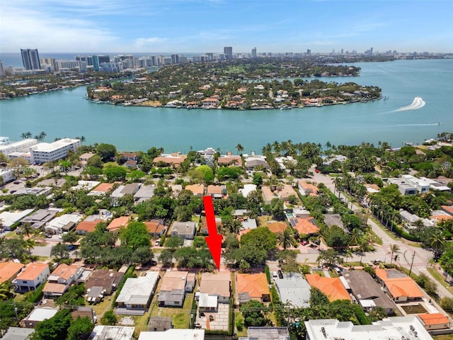 1185 Biarritz Dr, Miami Beach, FL 33141 - birds eye view of property with a water view and a view of city