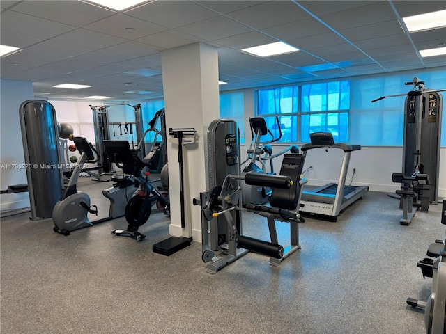 1420 Brickell Bay Dr Unit 103A1, Miami, FL 33131 - exercise room with a paneled ceiling