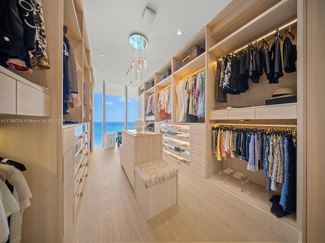walk in closet featuring light wood-style flooring