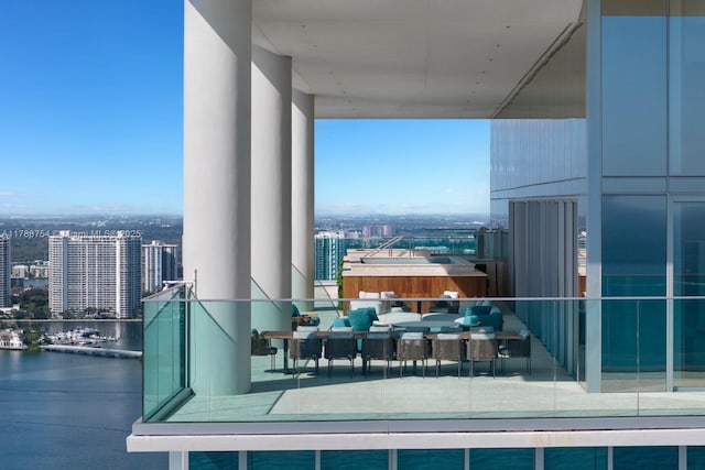 balcony with a view of city