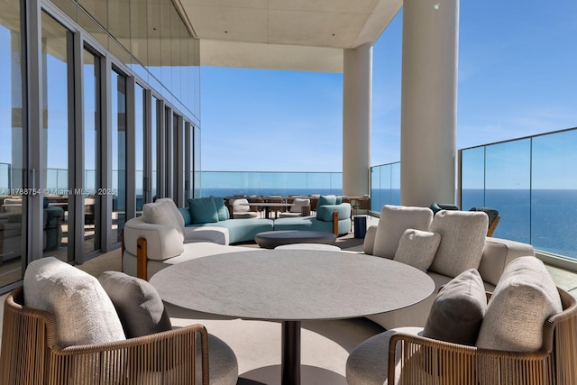balcony with a water view