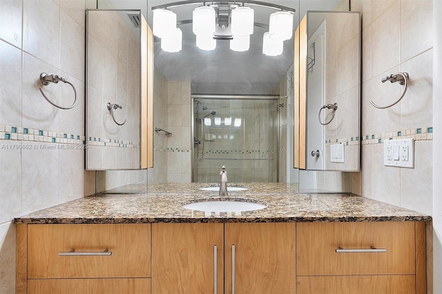 11930 N Bayshore Dr Unit 1007, North Miami, FL 33181 - full bath featuring tile walls, a shower stall, and vanity