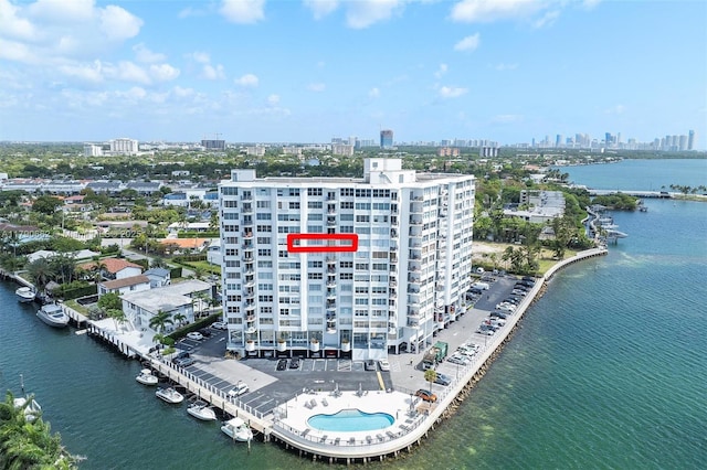 11930 N Bayshore Dr Unit 1007, North Miami, FL 33181 - bird's eye view with a city view and a water view