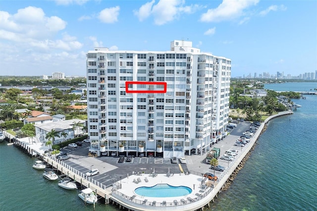 11930 N Bayshore Dr Unit 1007, North Miami, FL 33181 - birds eye view of property with a view of city and a water view