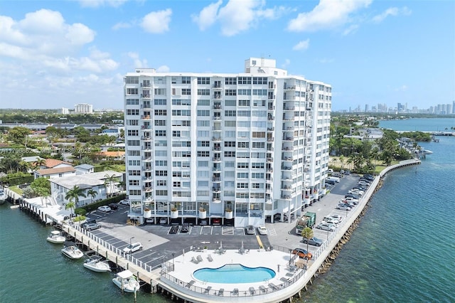 11930 N Bayshore Dr Unit 1007, North Miami, FL 33181 - drone / aerial view with a view of city and a water view
