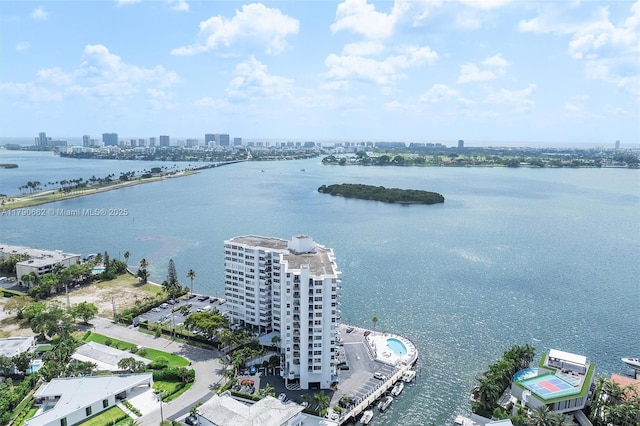 11930 N Bayshore Dr Unit 1007, North Miami, FL 33181 - bird's eye view featuring a water view and a city view