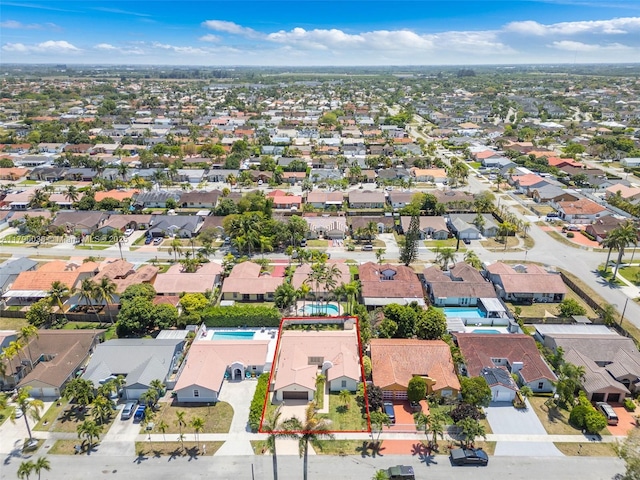 aerial view with a residential view