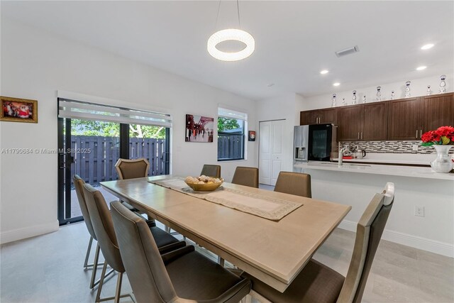 21364 NE 2nd Ct, Miami, FL 33179 - dining room with baseboards, visible vents, french doors, and recessed lighting
