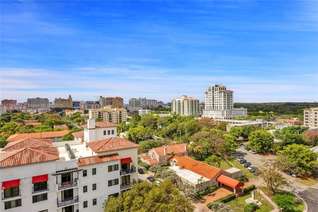 aerial view with a city view