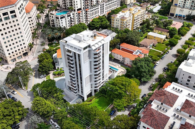birds eye view of property with a view of city