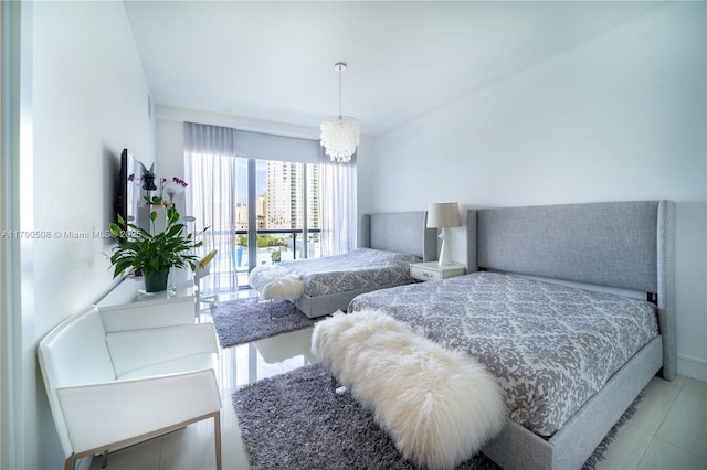 bedroom with tile patterned floors