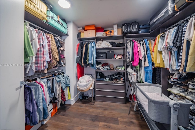 spacious closet with wood finished floors