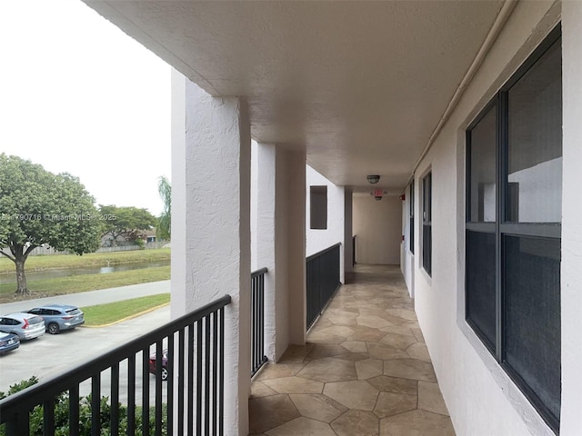 exterior space featuring a water view
