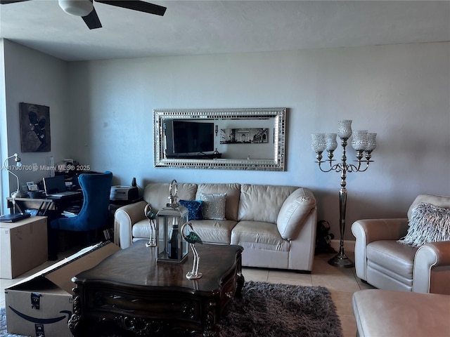 15051 Royal Oaks Ln Unit 2301, North Miami, FL 33181 - tiled living room featuring a ceiling fan