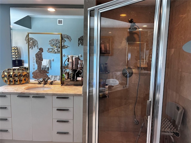15051 Royal Oaks Ln Unit 2301, North Miami, FL 33181 - bathroom with vanity and a stall shower