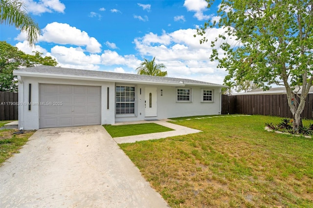 181 SW 76th Ter, Margate, FL 33068 - single story home with fence, stucco siding, a front yard, and an attached garage
