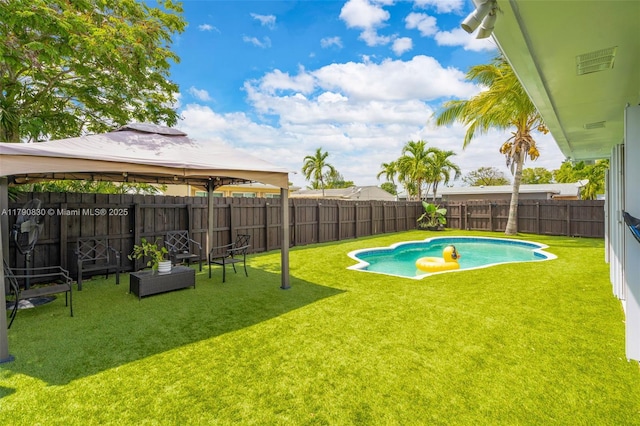 181 SW 76th Ter, Margate, FL 33068 - view of pool featuring a yard, a gazebo, a fenced backyard, and a fenced in pool