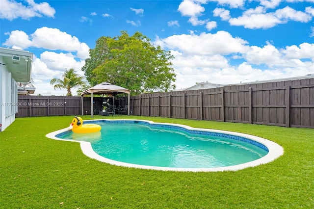 181 SW 76th Ter, Margate, FL 33068 - view of swimming pool featuring a fenced backyard, a gazebo, a yard, and a fenced in pool
