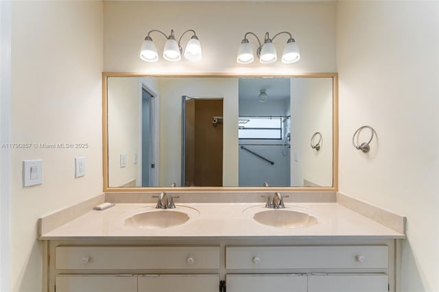 bathroom with double vanity and a sink