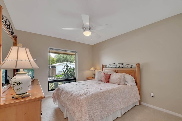 16745 SW 74th Ct, Palmetto Bay, FL 33157 - bedroom featuring light colored carpet, baseboards, and a ceiling fan