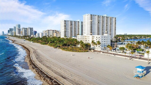 901 S Surf Rd Unit 603, Hollywood, FL 33019 - aerial view featuring a beach view, a city view, and a water view