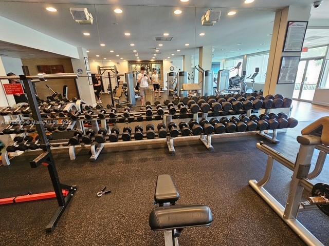 2451 Brickell Ave Unit 4P, Miami, FL 33129 - gym with recessed lighting