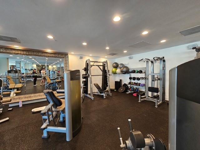 2451 Brickell Ave Unit 4P, Miami, FL 33129 - workout area with recessed lighting