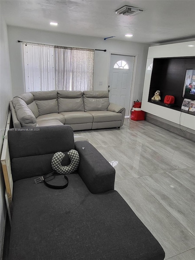 living area with visible vents