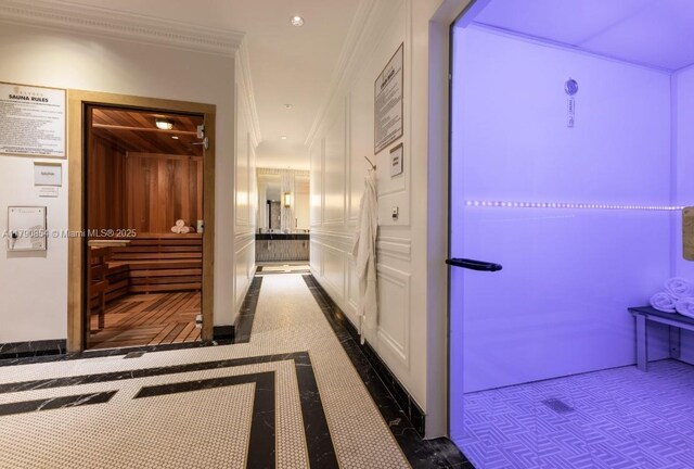 corridor with ornamental molding