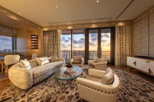living area featuring wood finished floors